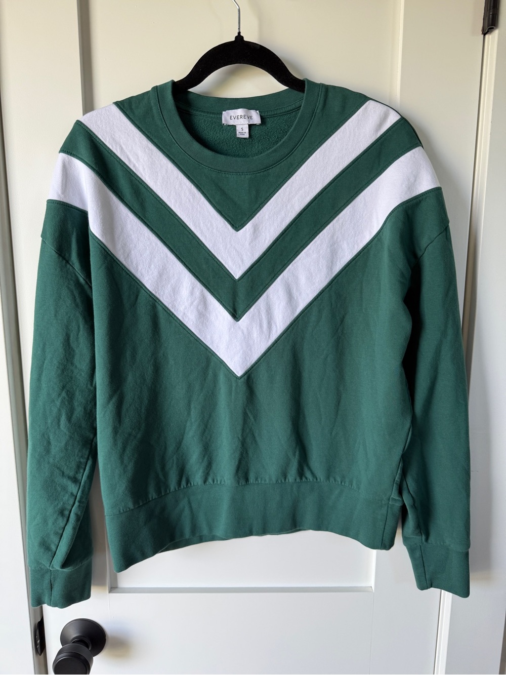 Evereve Green White Chevron Sweatshirt Small
